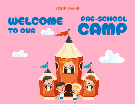 School Camp Invitation Flyer 8.5x11in Horizontal Design Template