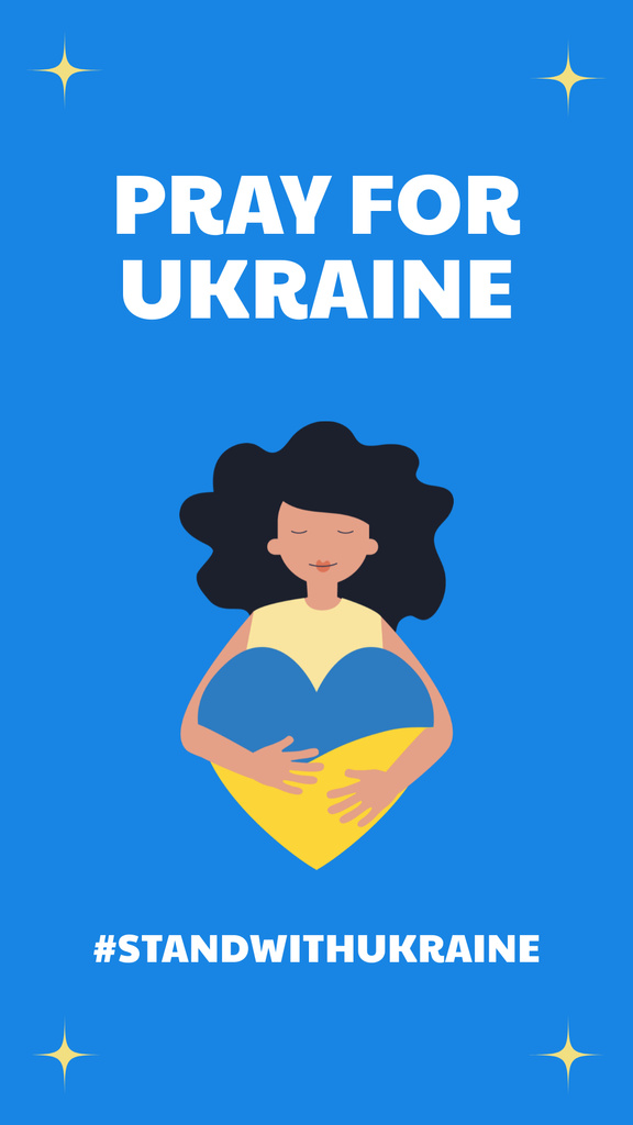 Pray for Ukraine Call on Blue Instagram Story Šablona návrhu