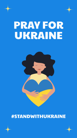 Designvorlage Beten Sie für die Ukraine. Rufen Sie Blue an für Instagram Story