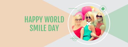World Smile Day Ad with Attractive Girls Facebook cover Modelo de Design