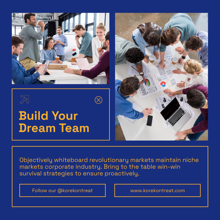 Modèle de visuel équipe de rêve travaillant sur le projet - Instagram