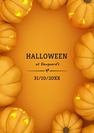 Halloween Celebration with Pumpkin Lanterns Flyer A4 Tasarım Şablonu
