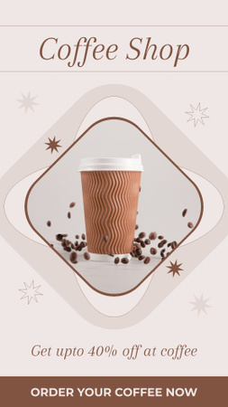 Alennukset kahvitilauksista uudessa kahvilassa Instagram Story Design Template