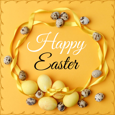 Modèle de visuel Salutation du jour de Pâques avec des œufs de fête - Instagram