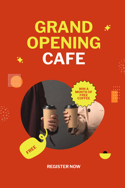 Szablon projektu Cafe Impressive Opening Event With Registration And Raffle Pinterest