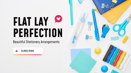Designvorlage Schreibwaren Flat Lay Perfektion für Youtube Thumbnail