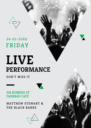 Live Performance Announcement with Cheerful Audience Flyer A6 Design Template