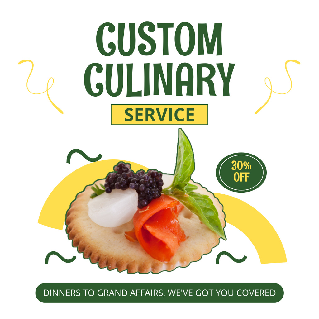Custom Culinary Services Ad with Canape Instagram Tasarım Şablonu