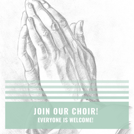 Church Choir Invitation with Hands in Prayer Instagram AD Tasarım Şablonu