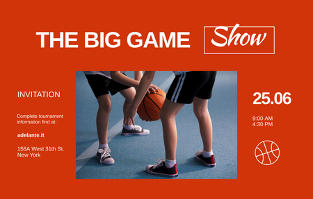 Anúncio do torneio e show de basquete Invitation 4.6x7.2in Horizontal Modelo de Design