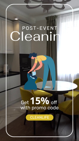 Post-Event Cleaning Service In Kitchen With Discount Offer TikTok Video Šablona návrhu