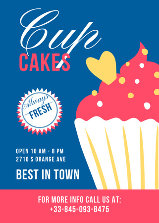 Cupcakes Cafe Ad in Blue Invitation Design Template