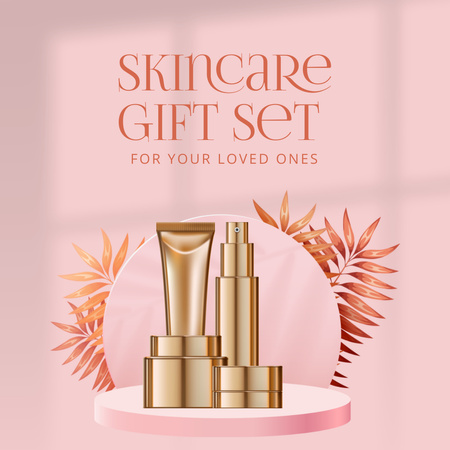 Skincare Products Golden Gift Set Instagram Design Template