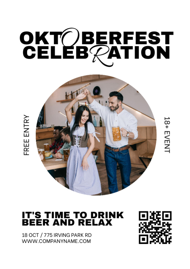 Announcement of Oktoberfest Celebration Couple Dancing Flyer A4 Design Template