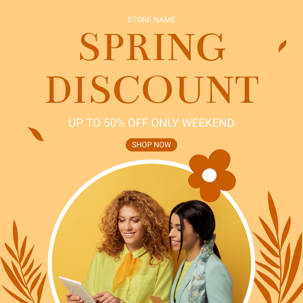 Spring Discount Offer for Women's Collection Instagram AD tervezősablon