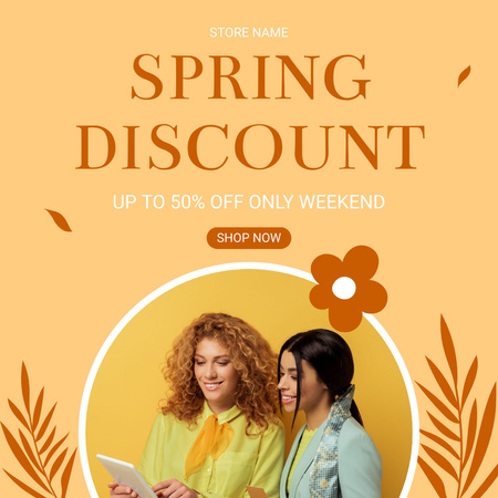 Spring Discount Offer for Women's Collection Instagram AD Design Template