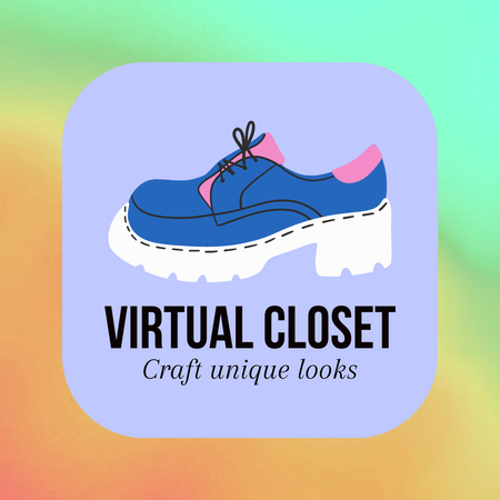 Designvorlage Virtuelle Garderoben-App-Werbung mit Schuhen für Animated Logo