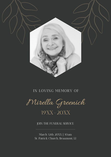 Sympathy Words About Loss Of Senior Woman Postcard A6 Vertical Design Template