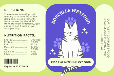 Ontwerpsjabloon van Label van natte kattenvoedsel
