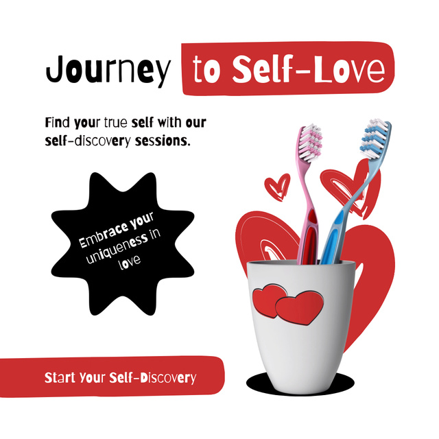 Ontwerpsjabloon van Animated Post van Offer Self Love Session with Cute Toothbrushes