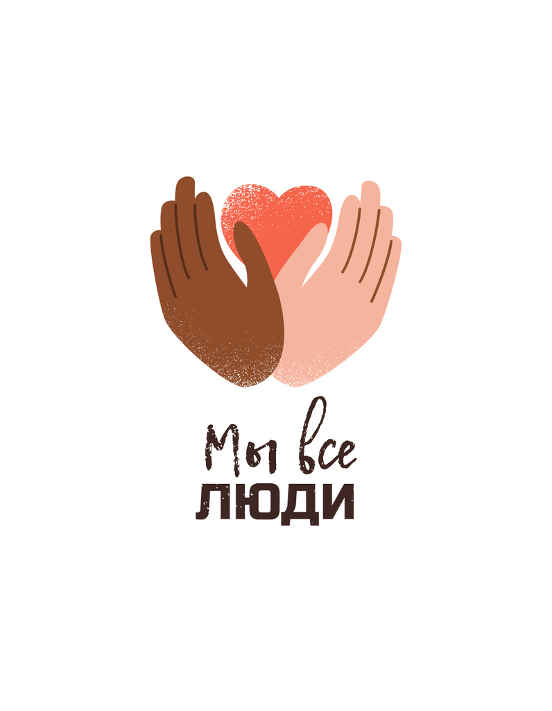 Diversity concept with Hands holding Heart T-Shirt Design Template