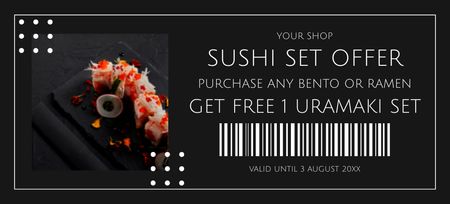 Platilla de diseño Sushi Set Offer on Black Coupon 3.75x8.25in