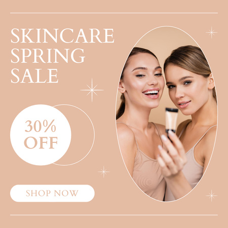 Spring Cosmetics Discount Ad with Young Attractive Women Instagram AD – шаблон для дизайна