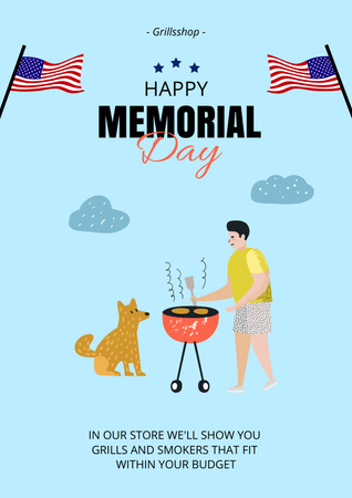 Memorial Day Celebration with Barbecue Poster tervezősablon