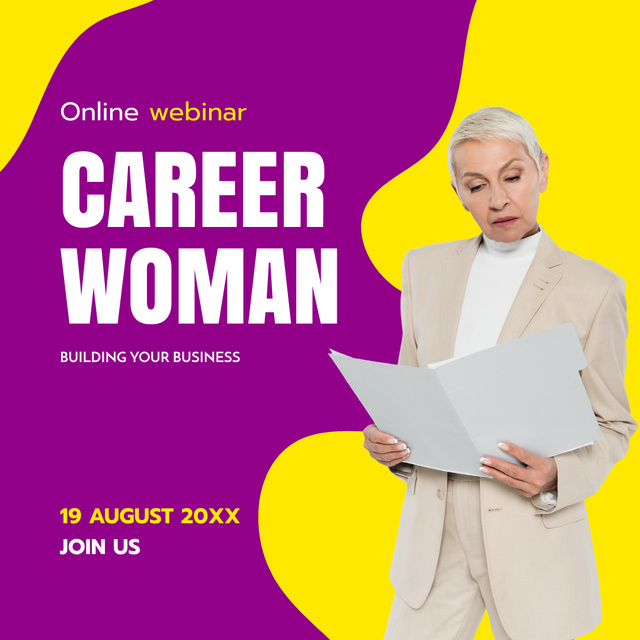 Ontwerpsjabloon van Instagram van Webinar about Career with Confident Businesswoman