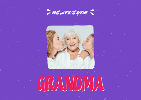 Cute Love Phrase For Grandma With Grandchildren Card Design Template