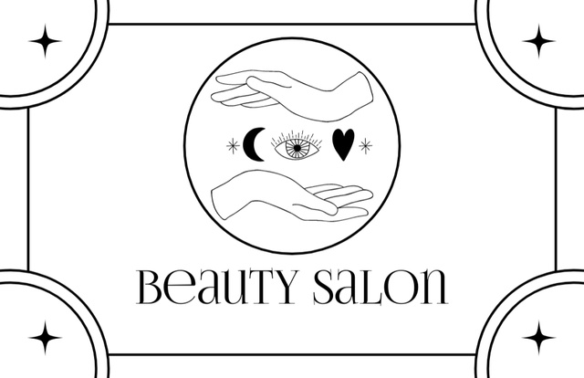 Ontwerpsjabloon van Business Card 85x55mm van Beauty Salon Discount Black and White