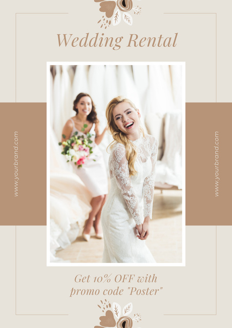 Discount at Wedding Rental Store Poster Πρότυπο σχεδίασης