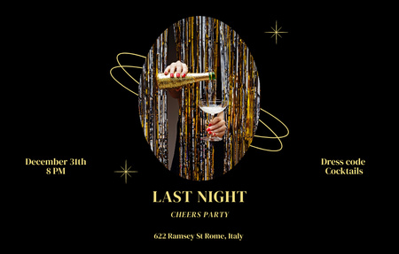 Szablon projektu ogłoszenie noworoczne z szampanem Invitation 4.6x7.2in Horizontal