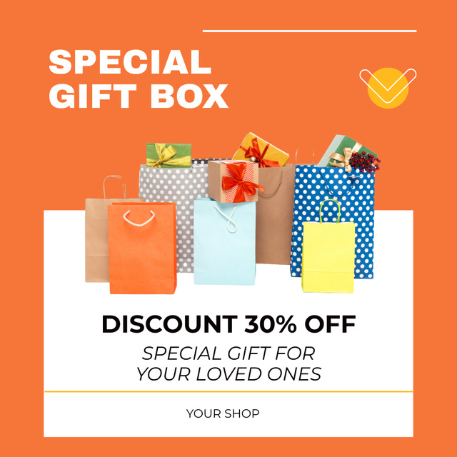 Special Gift Box Discount Orange Instagram Πρότυπο σχεδίασης