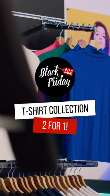 Plantilla de diseño de Black Friday Offer of T-Shirts Collection TikTok Video 