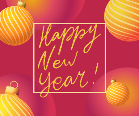 Szablon projektu New Year Holiday Greeting with Festive Decoration Facebook