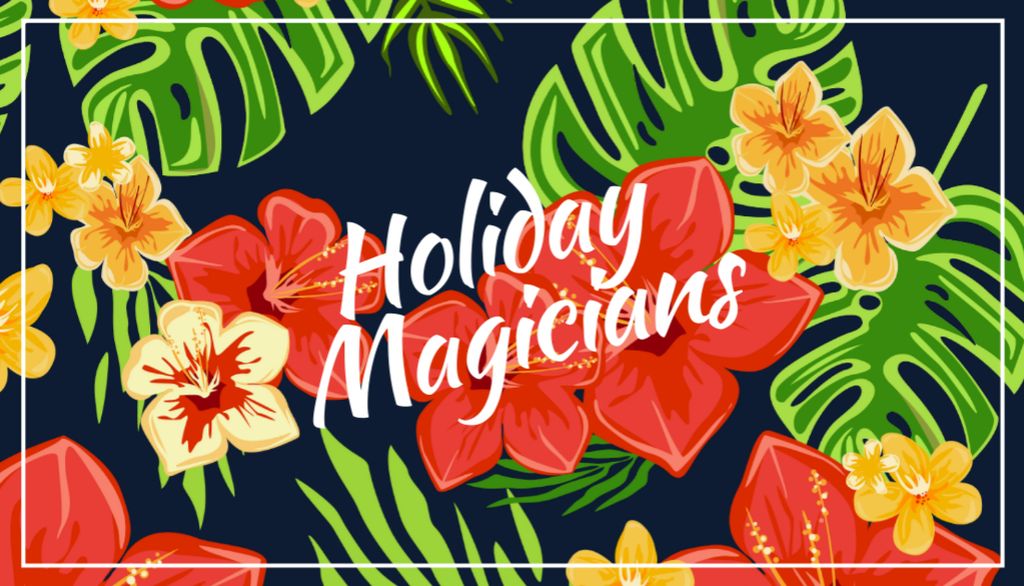 Holiday Organization with Flowers in Tropical Forest Business Card USデザインテンプレート