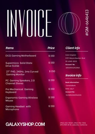 Gaming Invoice – шаблон для дизайну