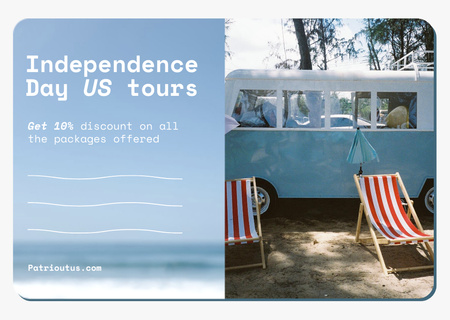 Plantilla de diseño de USA Independence Day Tours Offer Card 