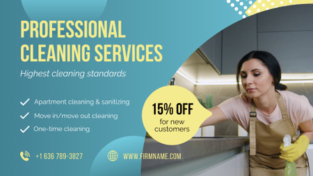 Platilla de diseño Professional Cleaning Services With Discount And Standards Offer Full HD video