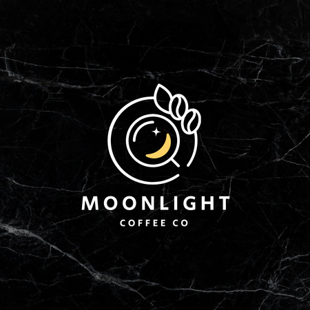 Cafe Emblem with Cup on Black Texture Logo 1080x1080px – шаблон для дизайну