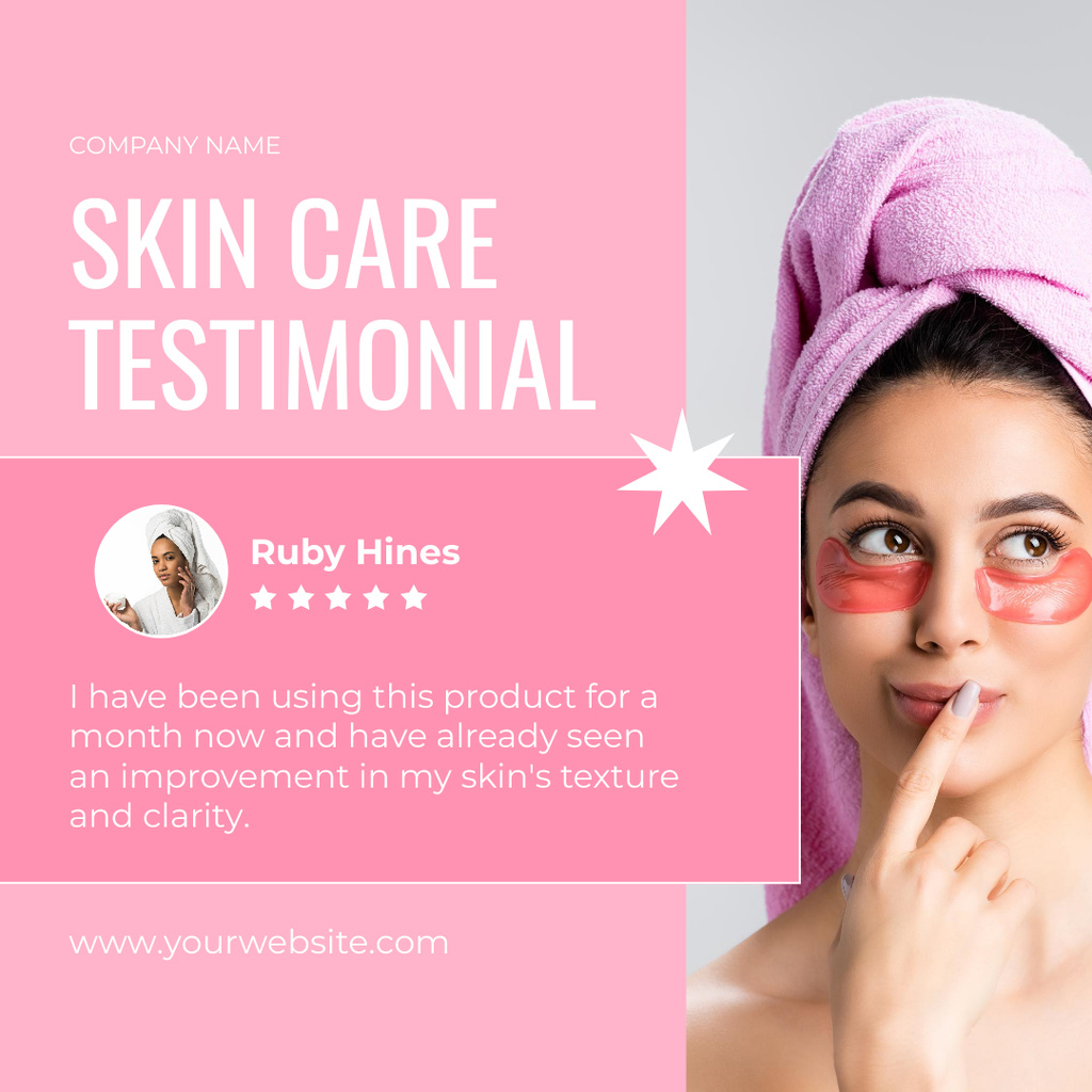 Moisturizing Skincare Product Testimonial In Pink Instagram AD Tasarım Şablonu