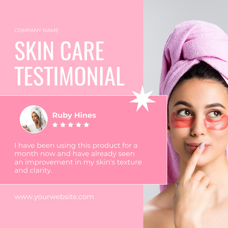 Moisturizing Skincare Product Testimonial In Pink Instagram AD Design Template