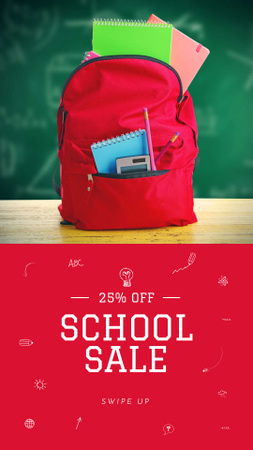 Back to School stationary in backpack Instagram Story Design Template