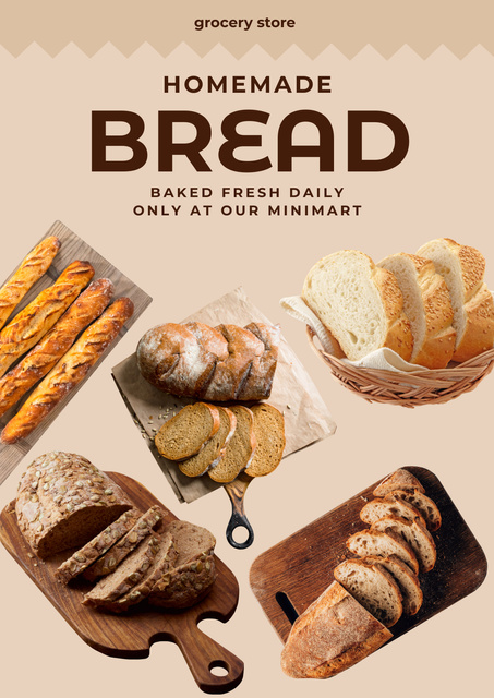 Fresh Homemade Bread For Everyday Poster Šablona návrhu