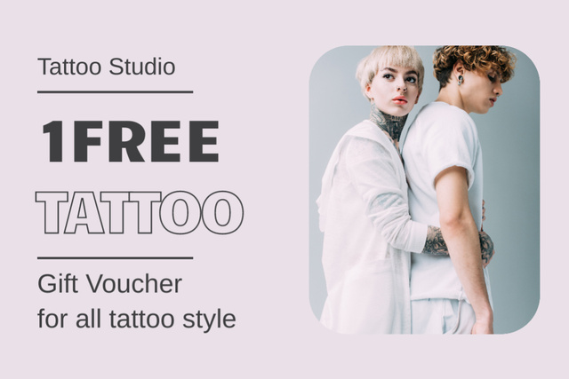Free Tattoo In Stunning Studio Offer Gift Certificate Modelo de Design