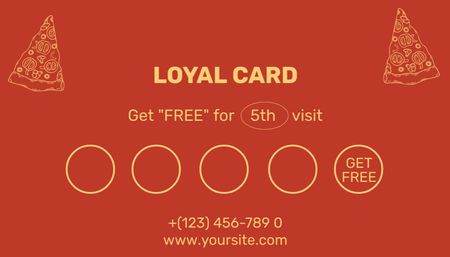 Platilla de diseño Pizza Store Loyalty Offer on Red Simple Business Card US