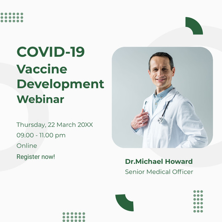 Ontwerpsjabloon van Instagram van Webinar COVID-19-vaccinontwikkeling