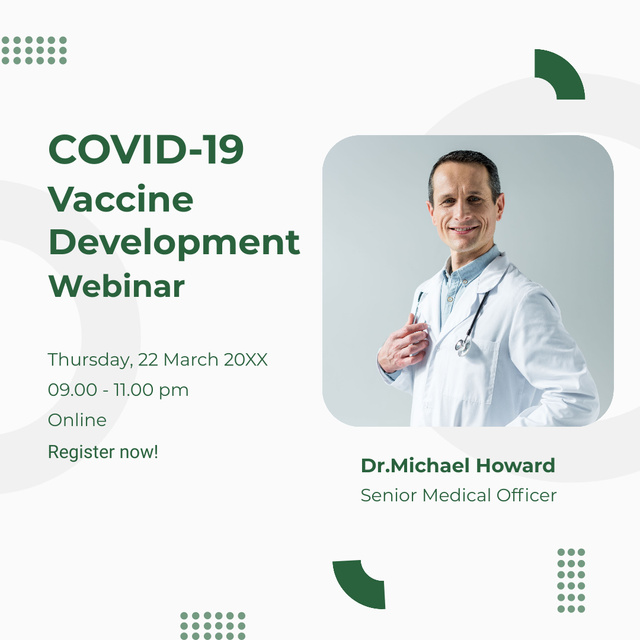 Ontwerpsjabloon van Instagram van COVID-19 Vaccine Development Webinar