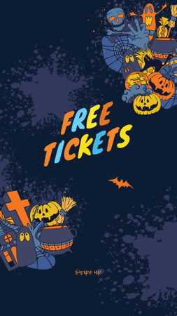 Halloween Party Tickets Offer with Holiday Attributes Instagram Story Tasarım Şablonu